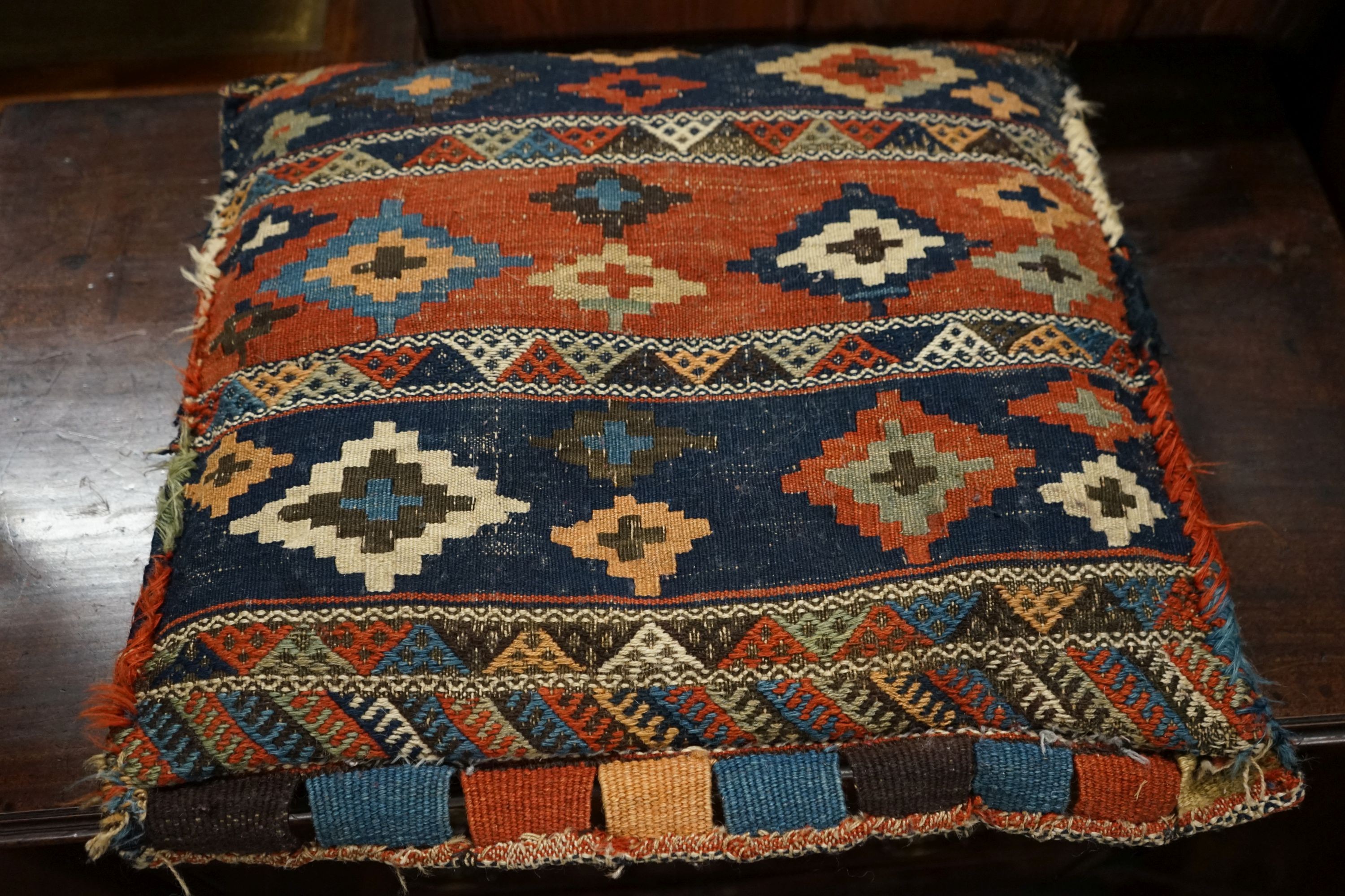 Six Caucasian, Kelim , North West Persian cushions and an Aubusson style cushion.